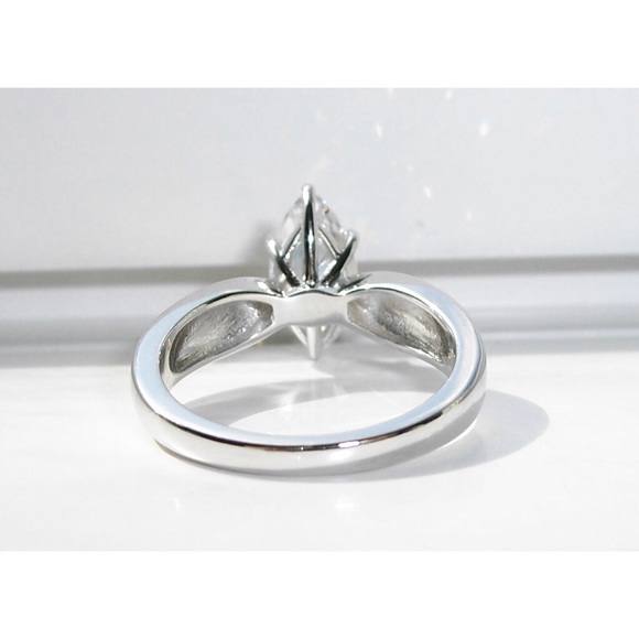 925 STERLING SILVER Marquise Cut Solitaire Ring Clear Cubic Zirconia - Picture 10 of 16